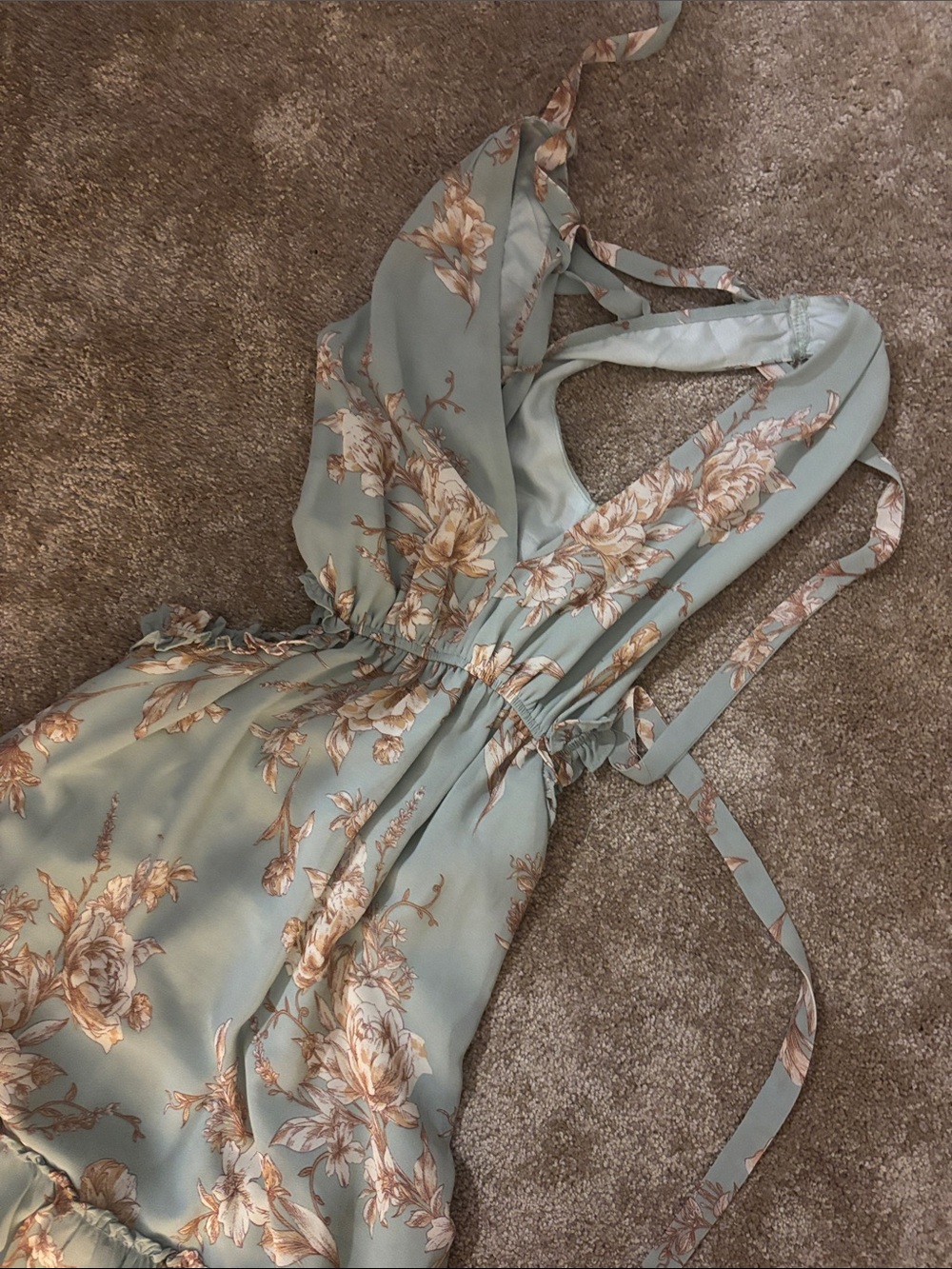 privy Sage Green Floral Halter Dress